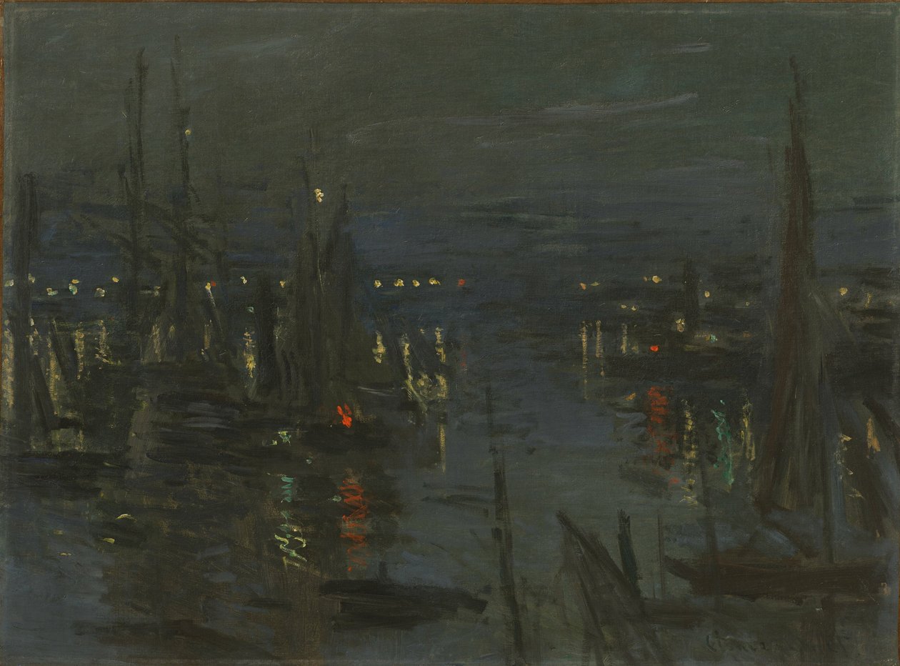 Le Port du Havre, éjszakai hatás Le Havre kikötője éjjel, 1873. alkotó: Claude Monet