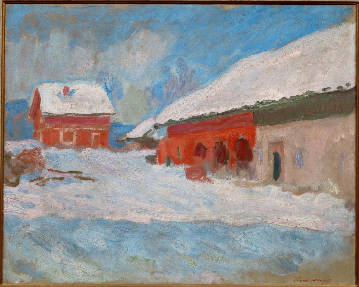 Vörös házak Björnegaardban (Norvégia) alkotó: Claude Monet