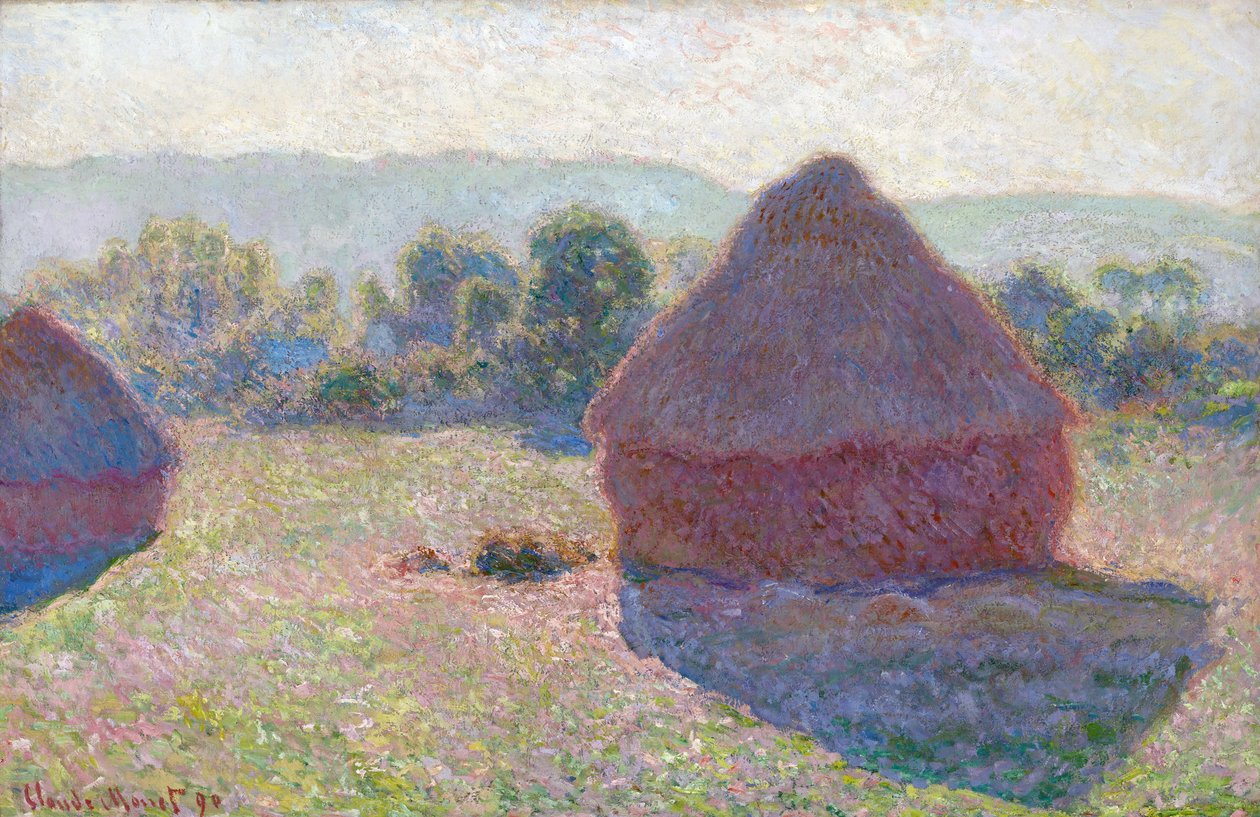 Les meules a midi (Szanakazalok, dél) - Claude Monet (1840-1926) festménye, olaj, vászon, 65,6 x 100,6 cm alkotó: Claude Monet