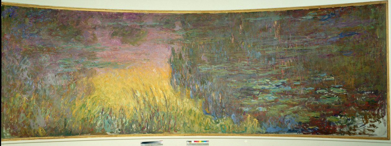 Tavirózsa, lenyugvó nap Claude Monet festménye (1840-1926) 1914-1926 Részenként 2 x 3 m-es diptichon. Párizs. Orangerie Múzeum alkotó: Claude Monet