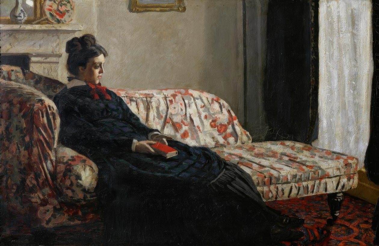 Elmélkedés. Madame Monet a kanapén alkotó: Claude Monet