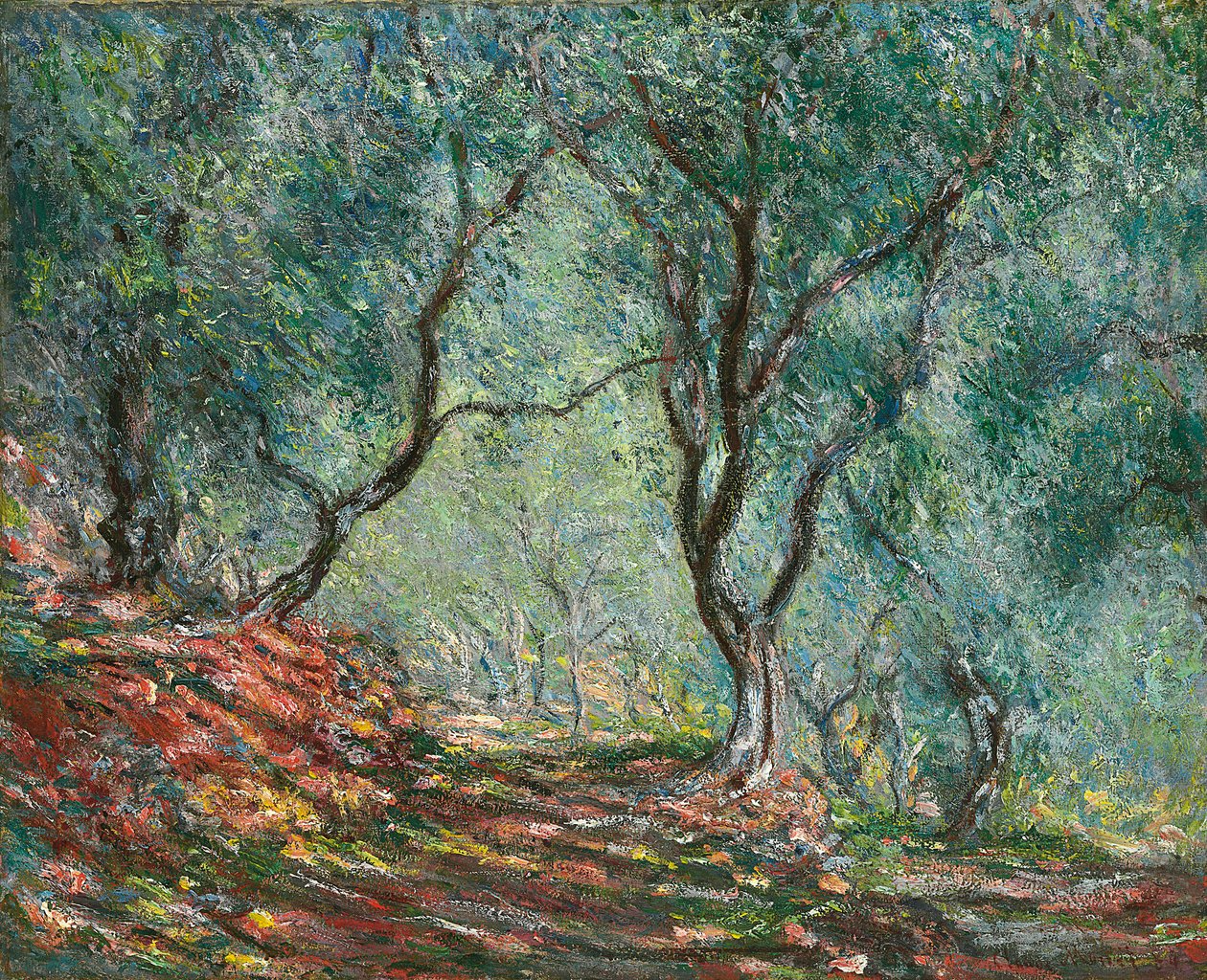 Olajfák a Moreno kertben; Olajfaliget a Moreno kertben, 1884 alkotó: Claude Monet