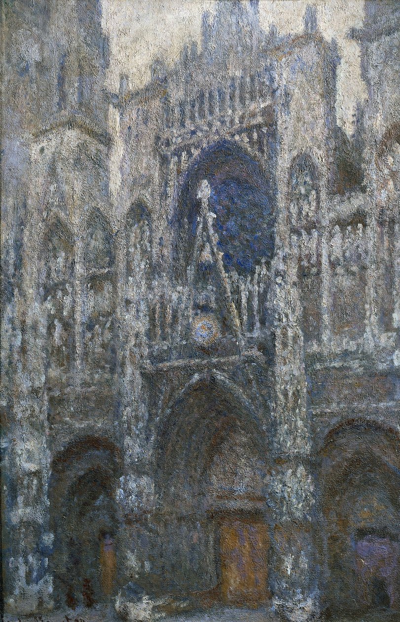 Rouen-i katedrális, a portál; szürke időjárás alkotó: Claude Monet