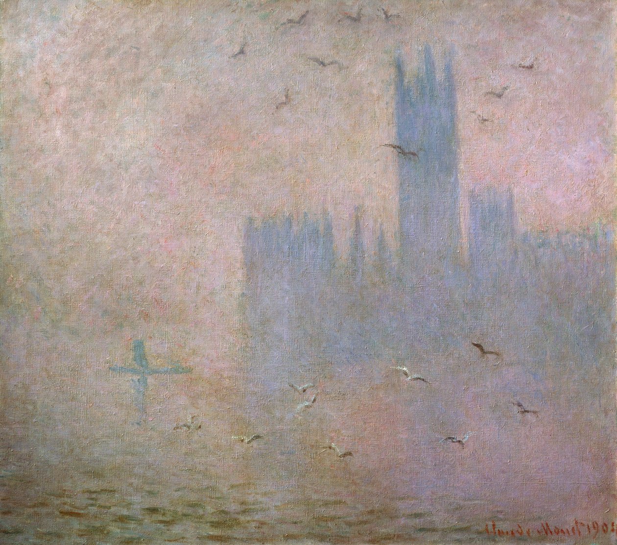 Sirályok. A Temze Londonban. A Parlament házai, 1903-1904 alkotó: Claude Monet