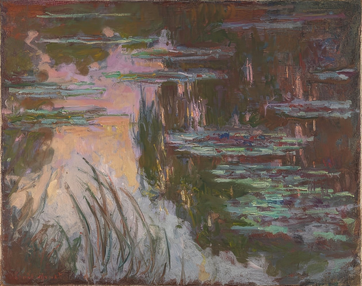 Tavirózsa az esti fényben. 1907 körül alkotó: Claude Monet
