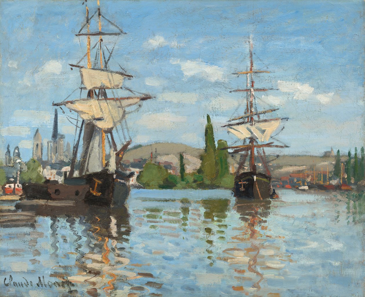 A Szajnán száguldó hajók Rouenben, 18721873. alkotó: Claude Monet