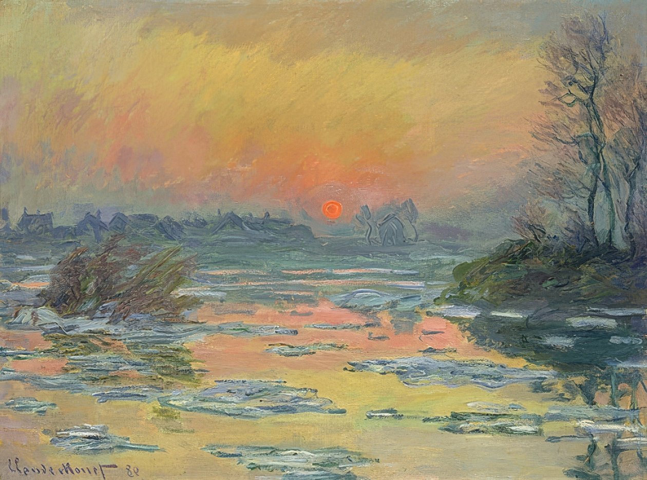 Naplemente a Szajna felett (Coucher de Soleil sur la Seine). 1880 alkotó: Claude Monet