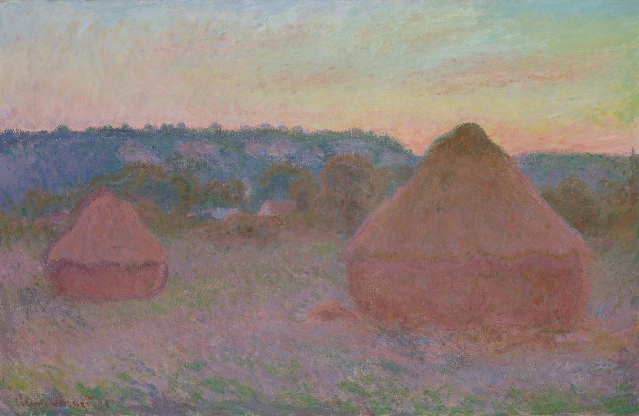 Búzahalom nap végén, 189091 ősz. alkotó: Claude Monet