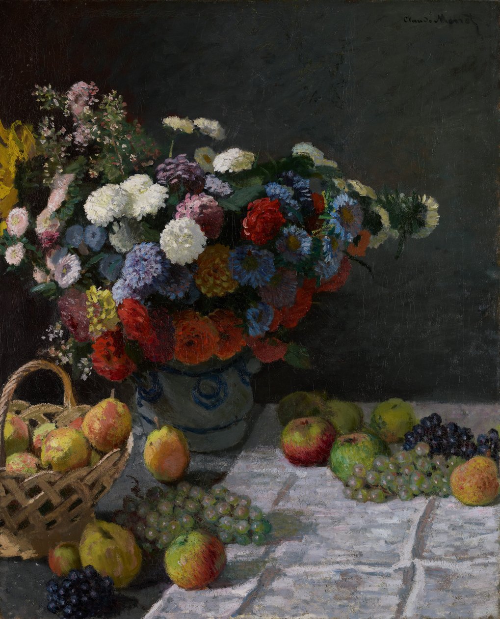 Csendélet virágokkal és gyümölcsökkel alkotó: Claude Monet