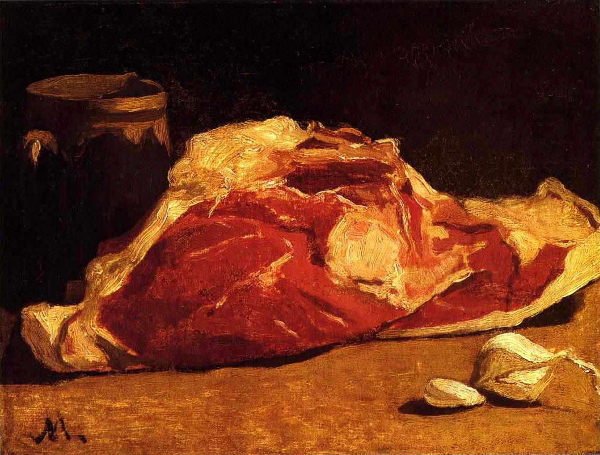 Csendélet hússal alkotó: Claude Monet