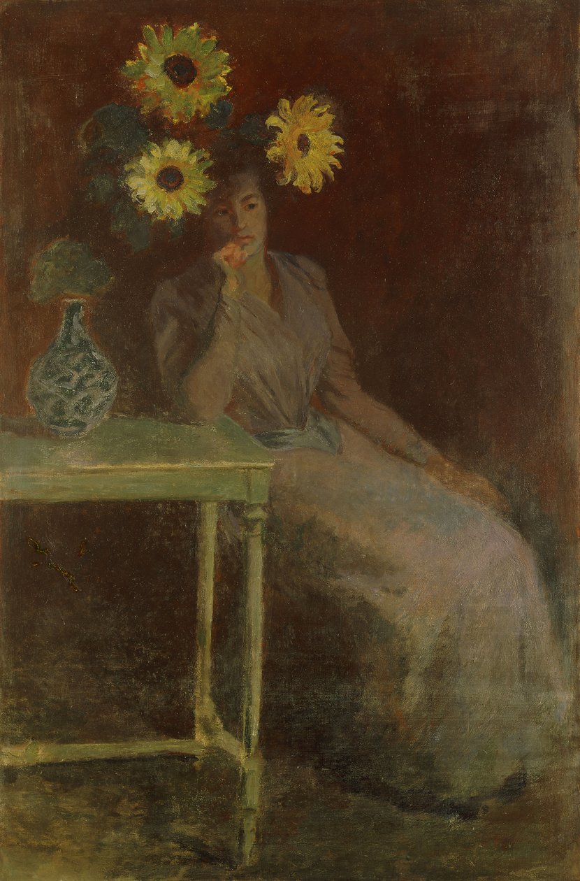 Suzanne napraforgókkal; Suzanne aux Soleils, 1889 körül alkotó: Claude Monet