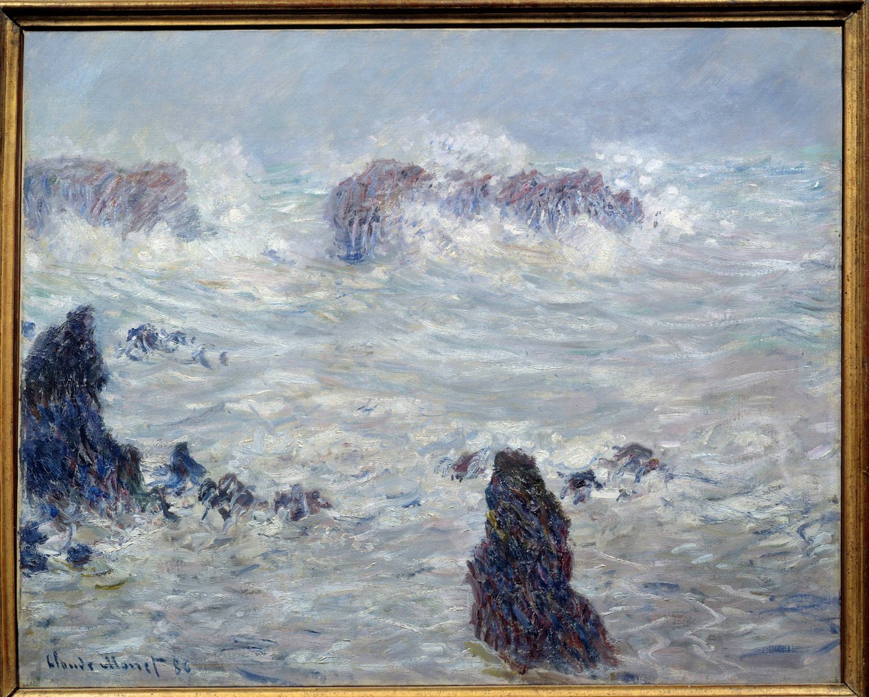 Vihar, Belle-Ile partjai (Belle Ile en mer vagy Belle-Ile-en-Mer, Bretagne). Claude Monet festménye (1840-1926) alkotó: Claude Monet