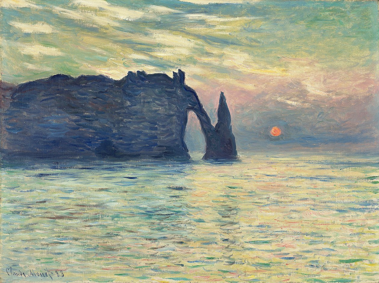 The Cliff, Etretat, Sunset par Monet, Claude (1840-1926) alkotó: Claude Monet
