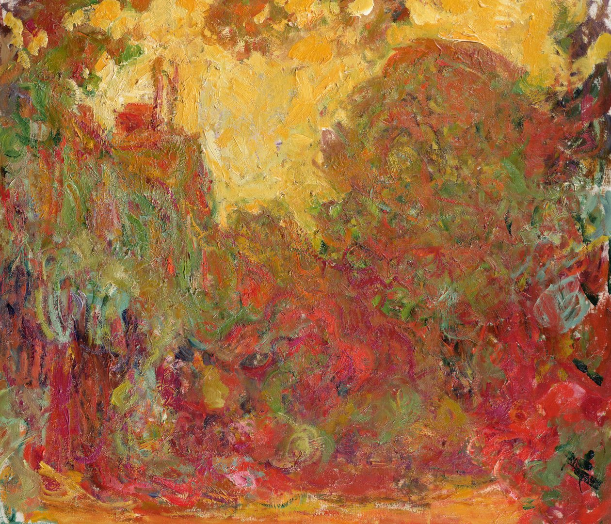 A ház a rózsakertből nézve, 1922-24 alkotó: Claude Monet