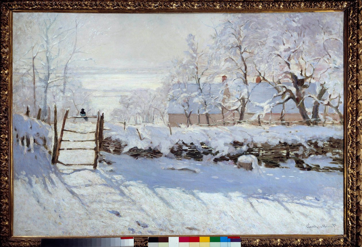 A szarka (egy hóval borított táj, Etretat) alkotó: Claude Monet
