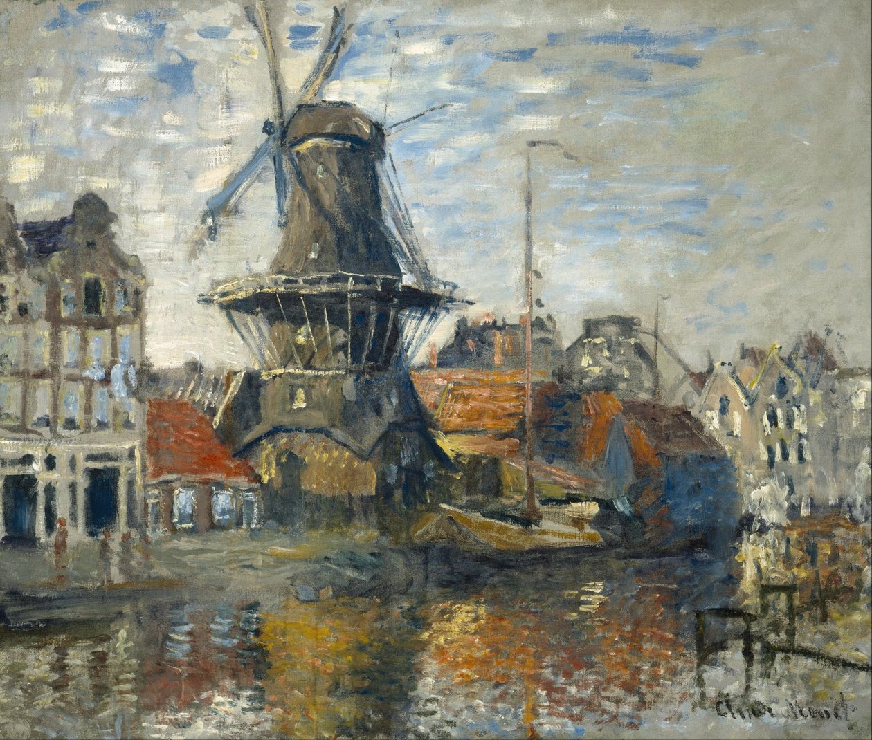 A szélmalom az Onbekende Gracht-on, Amszterdam alkotó: Claude Monet