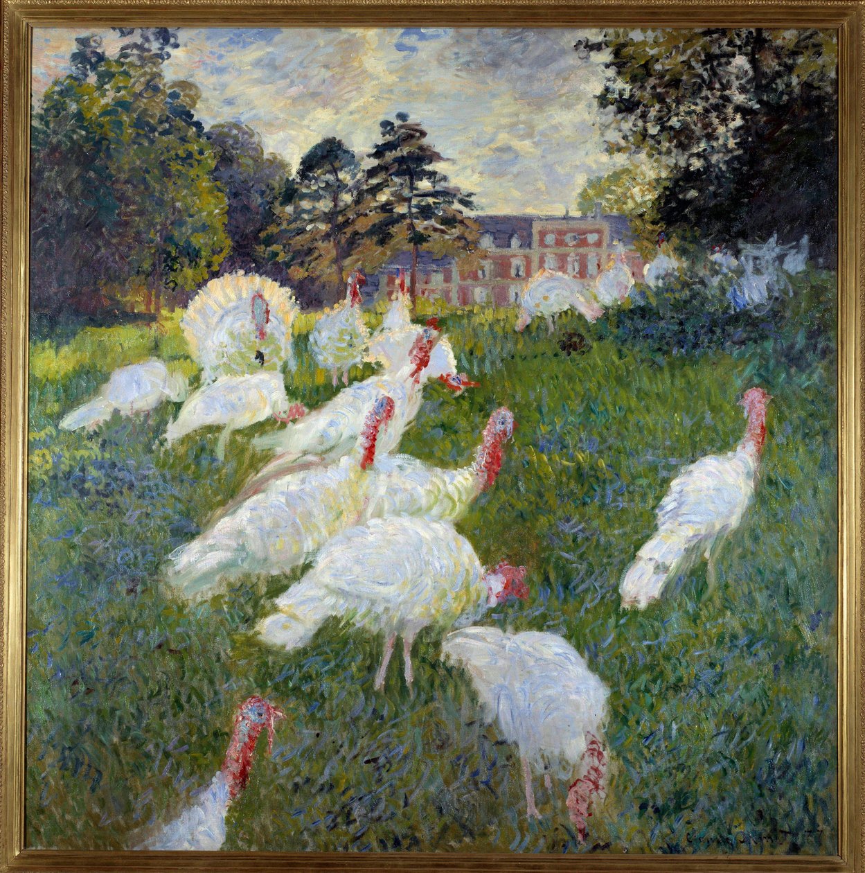 Pulykák (A montgeroni rottembourg-i kastély látképe) Claude Monet festménye (1840-1926) 1877 V. 1,74x1,72 m Párizs, Musee d