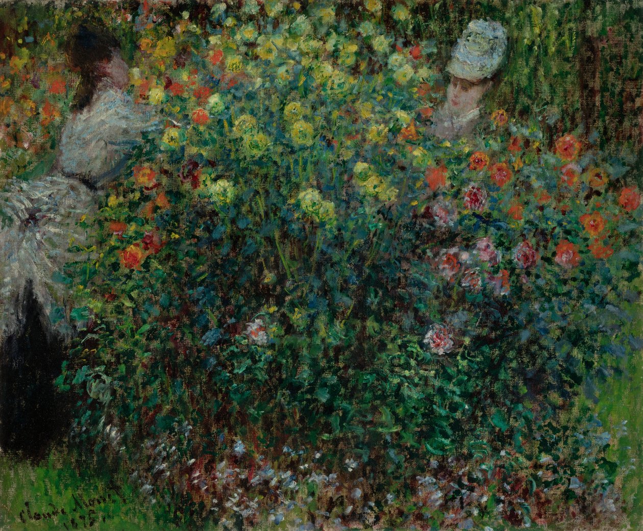 Két nő a virágok között, 1875 alkotó: Claude Monet