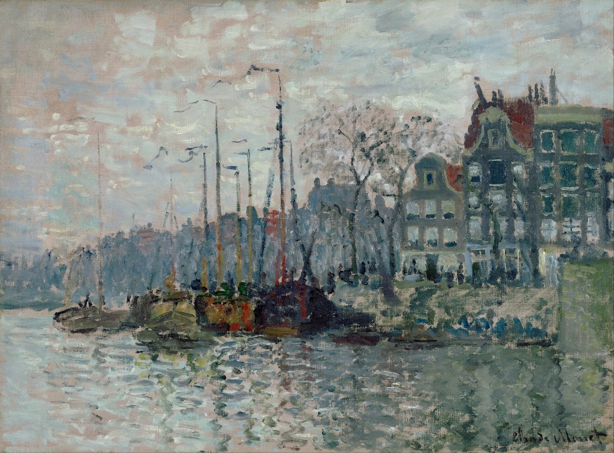 Kilátás az amszterdami Prins Hendrikkade-ra és a Kromme Waal-ra alkotó: Claude Monet
