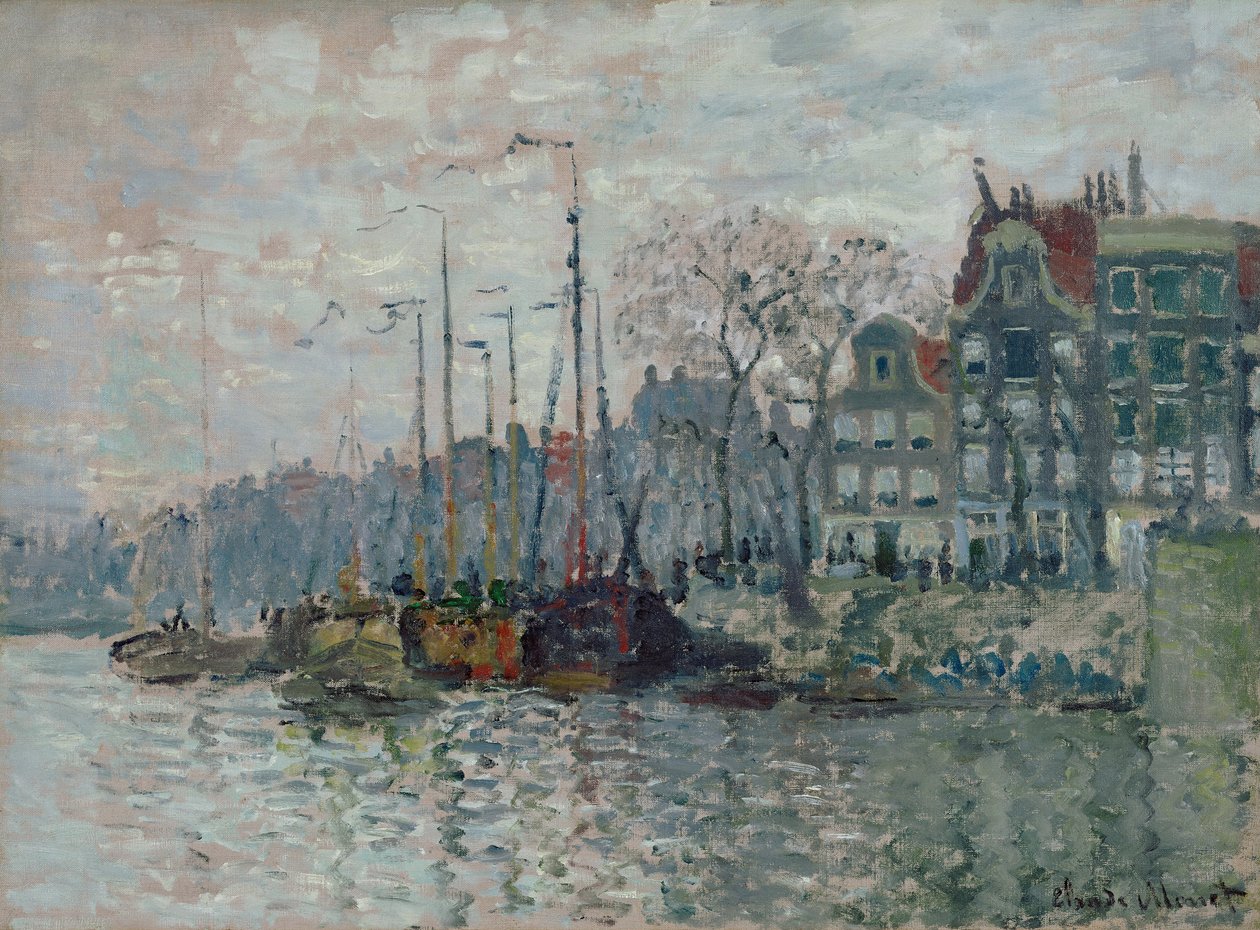 Kilátás a Prins Hendrikkade-re és a Kromme Waalra Amszterdamban, 1874 alkotó: Claude Monet