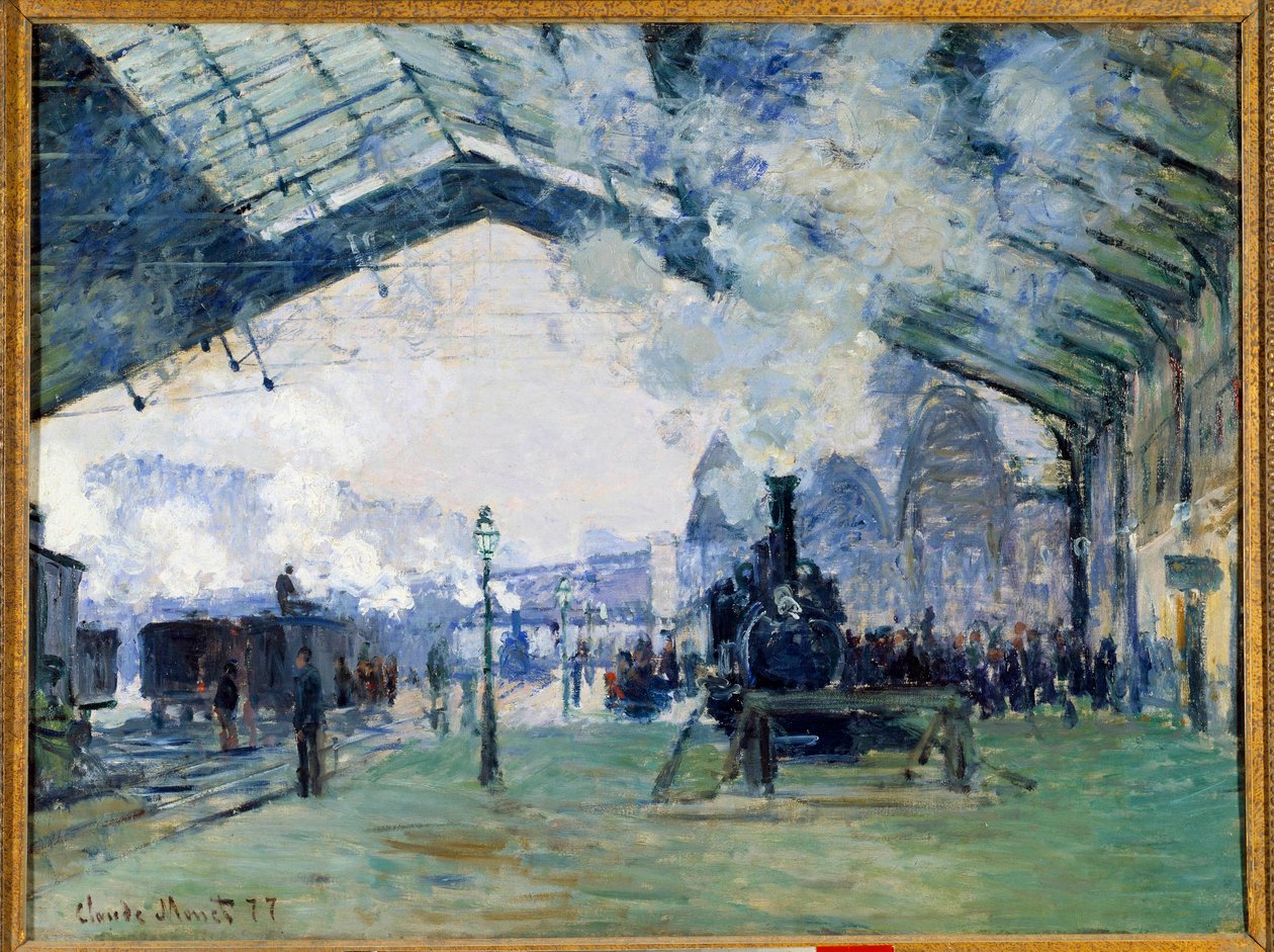 Kilátás a párizsi Saint Lazare vasútállomásra és a normandiai vonatra alkotó: Claude Monet