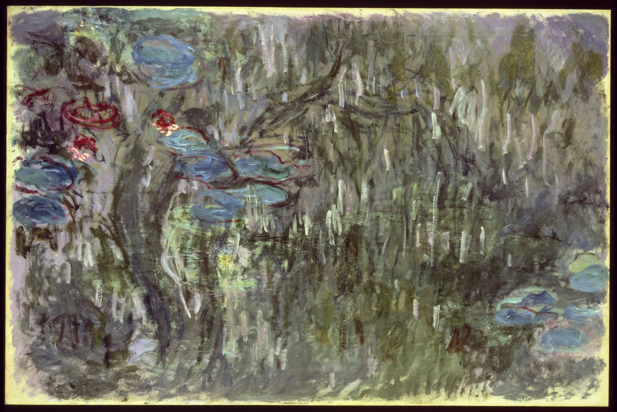 Tavirózsa fűzfák tükörképével, 1920 körül alkotó: Claude Monet