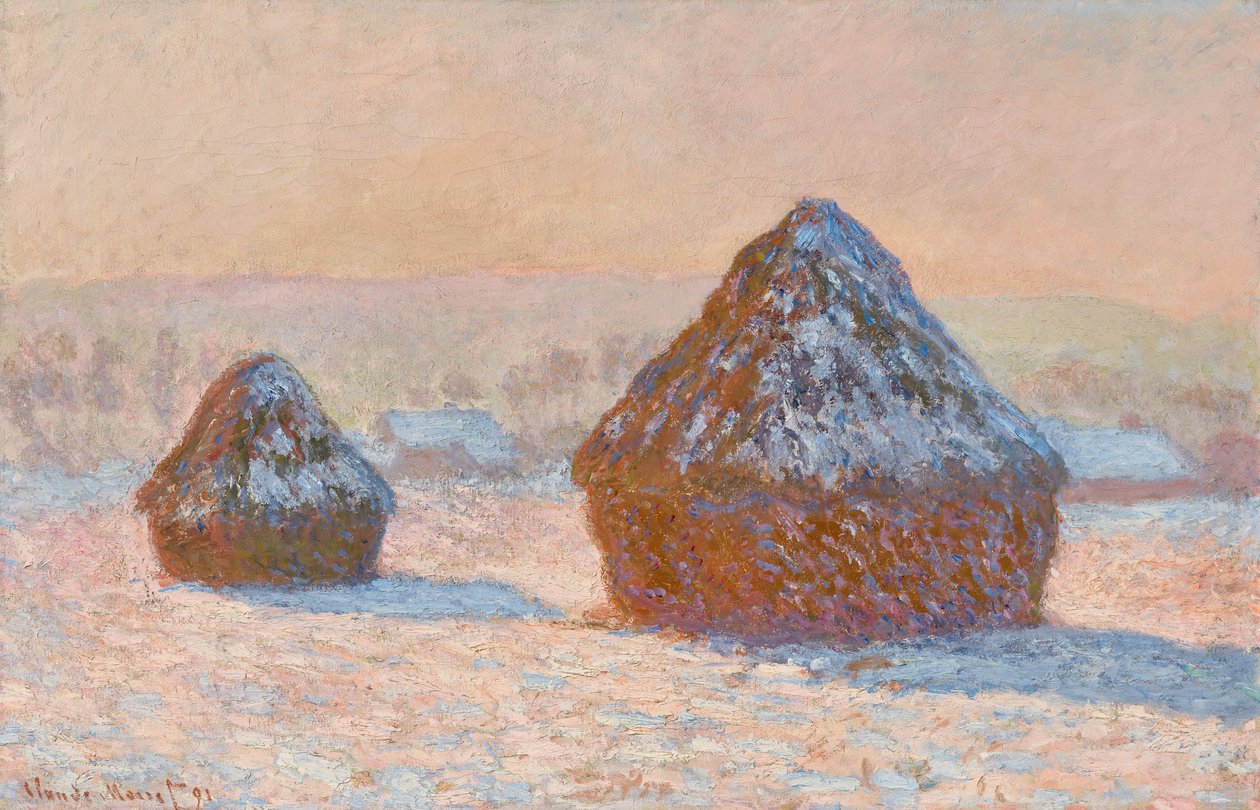 Búzakalászok, hóhatás, reggel (Meules, Effet de Neige, Le Matin) alkotó: Claude Monet