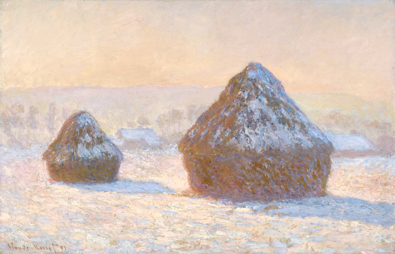 Wheatstacks, hó Effect, Reggel alkotó: Claude Monet
