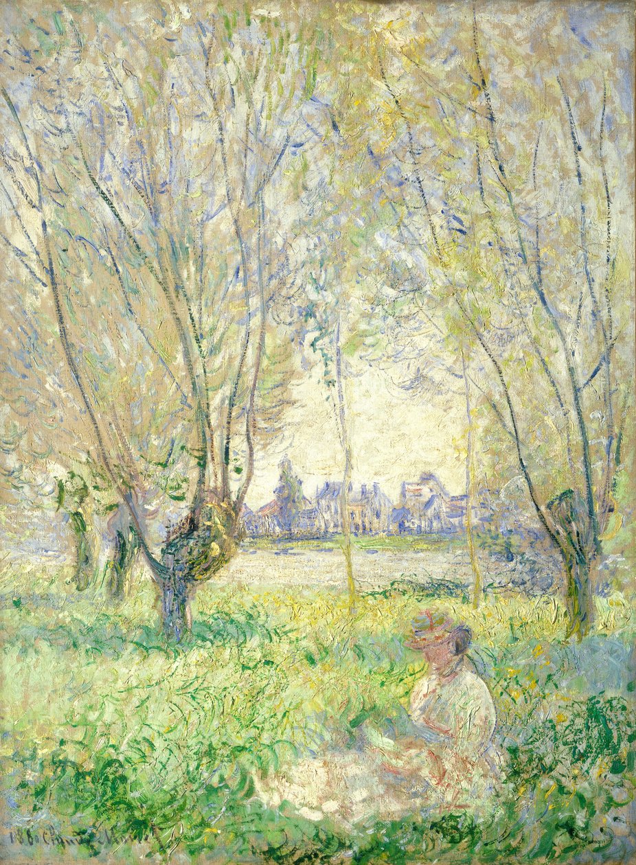 Nő ül a fűzfák alatt, 1880. alkotó: Claude Monet