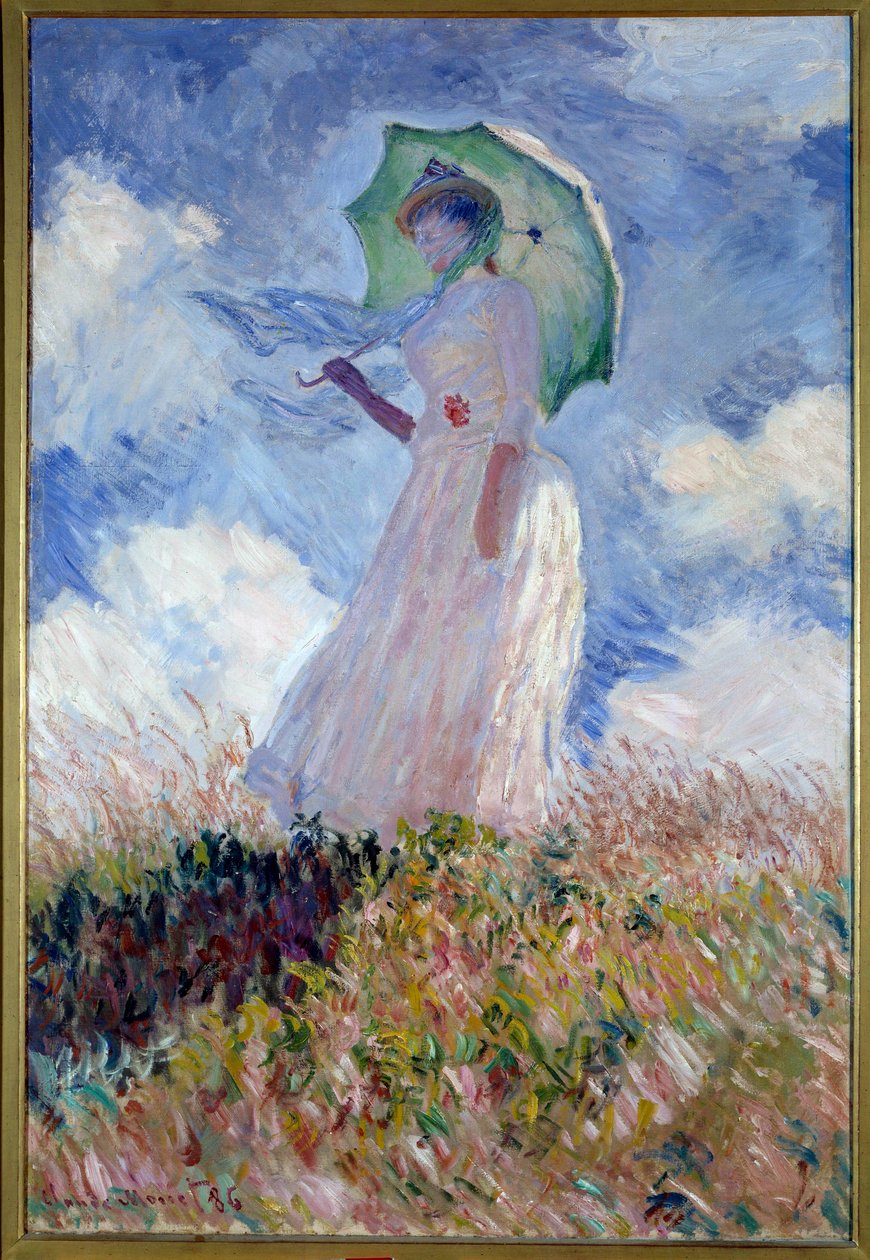 Balra fordult napernyős nő alkotó: Claude Monet