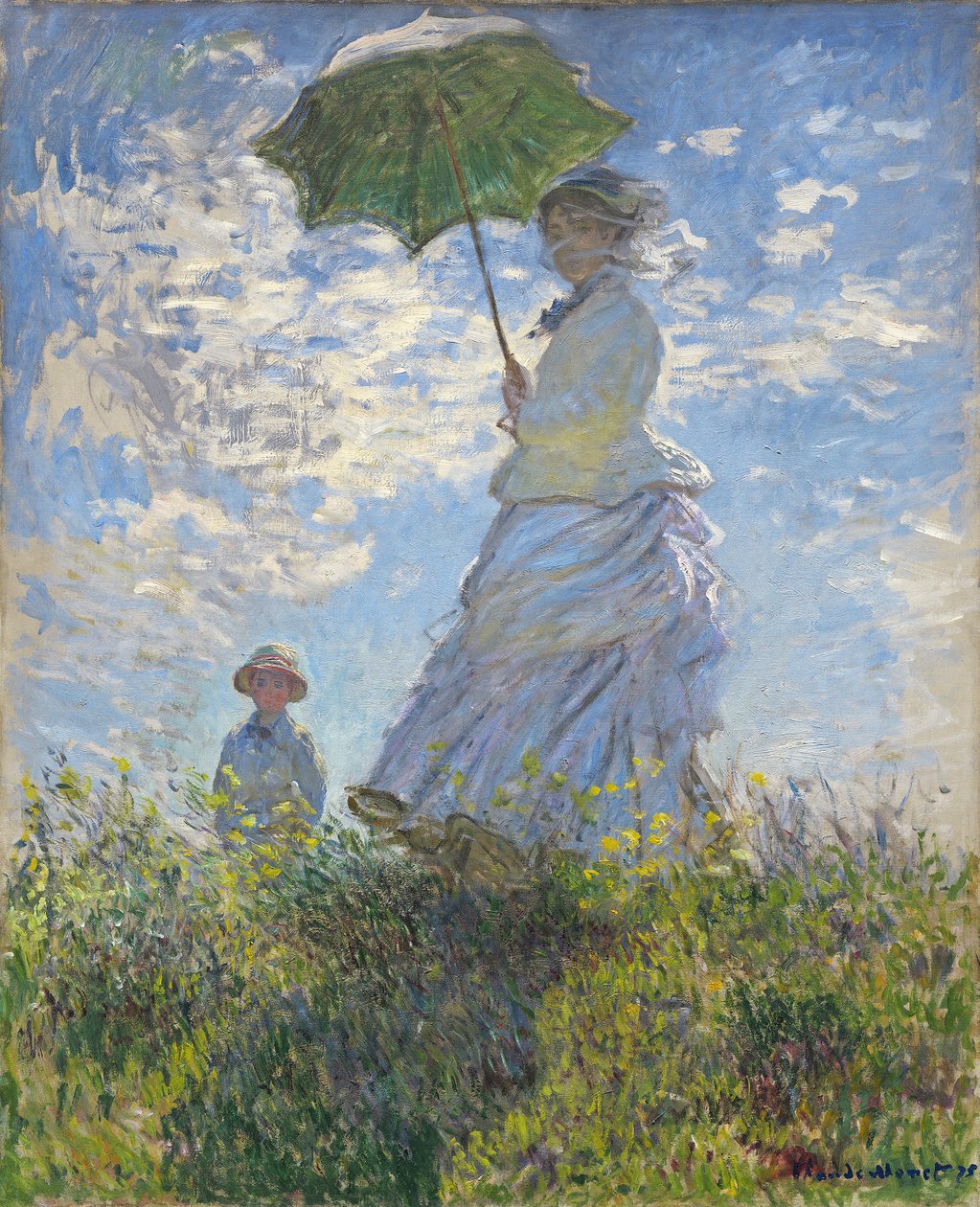 Nő napernyővel - Madame Monet és fia alkotó: Claude Monet