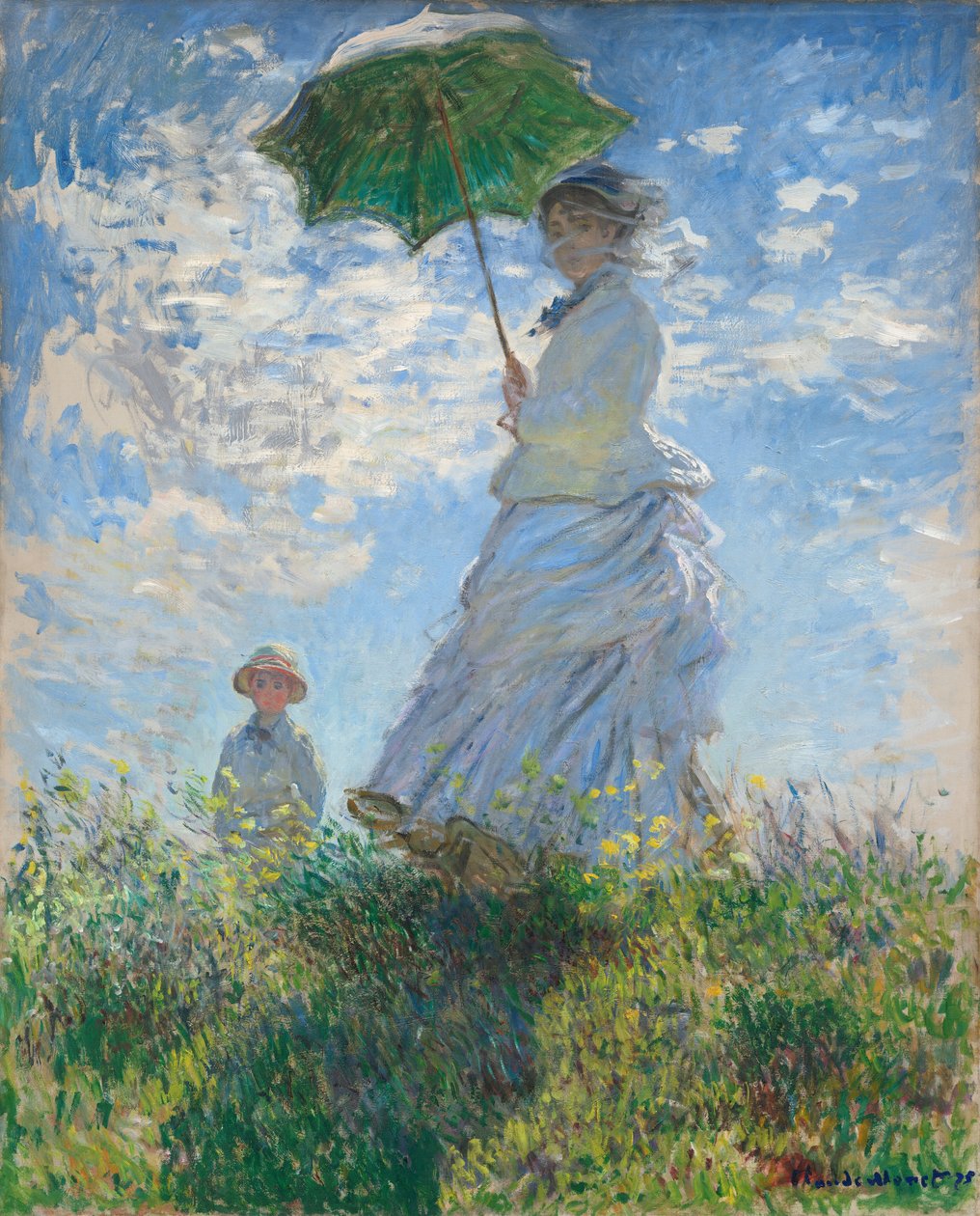 Nő napernyővel – Madame Monet és fia, 1875. alkotó: Claude Monet