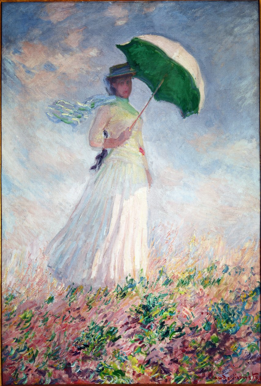 Nő napernyővel jobbra fordult alkotó: Claude Monet