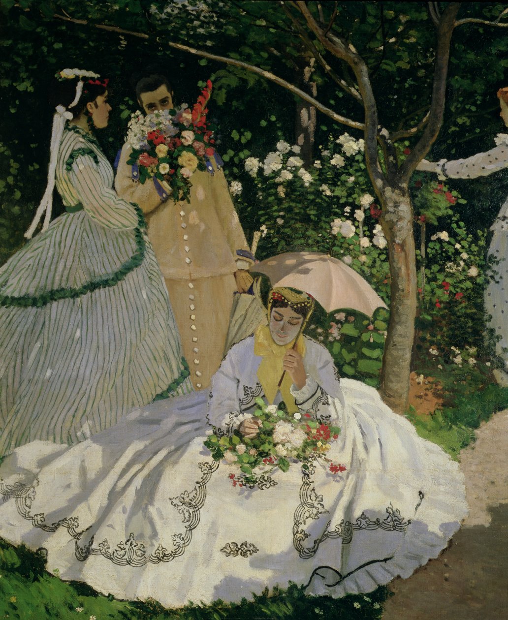 Nők a kertben, egy ülő nő napernyős részlete, 1866, olaj, vászon 2011-es részlet alkotó: Claude Monet