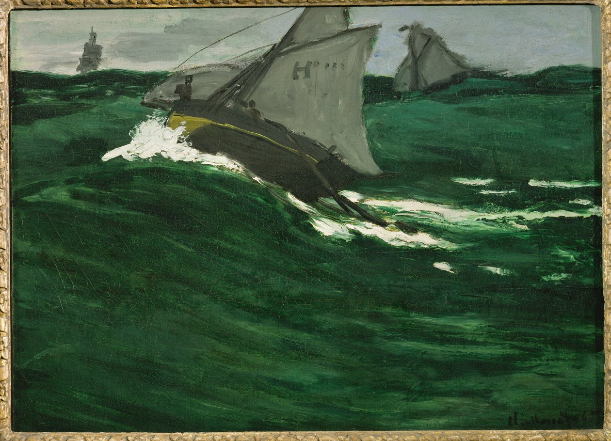 green wave (festmény vászonra) alkotó: Claude Monet