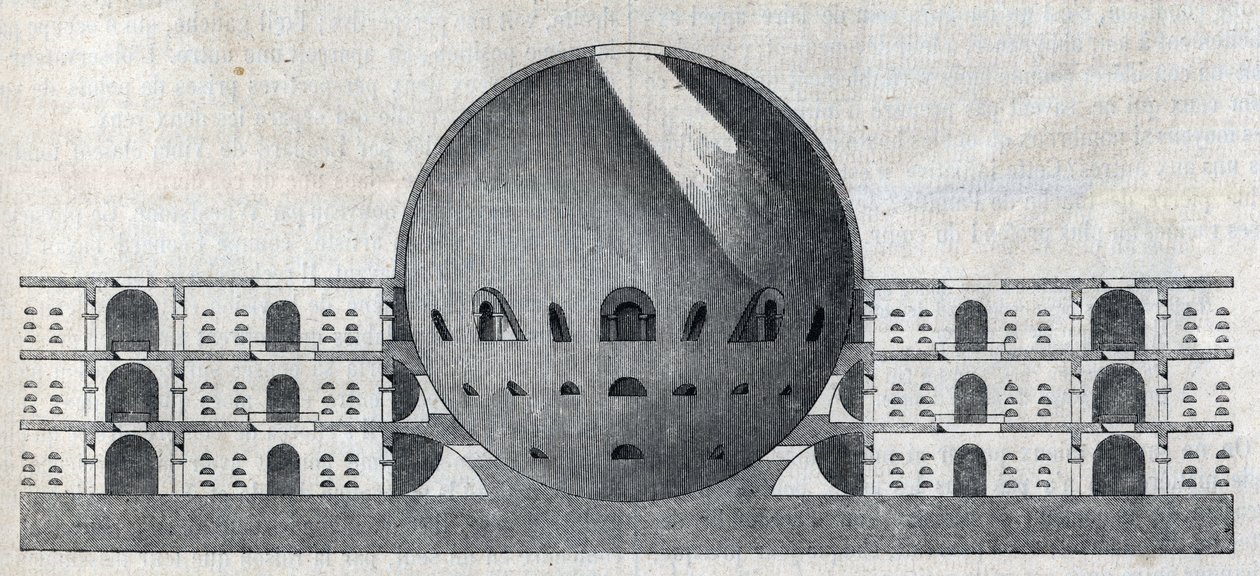 Claude Nicolas Ledoux (1736-1806) Chaux városának temetőtervének keresztmetszete. alkotó: Claude Nicolas Ledoux