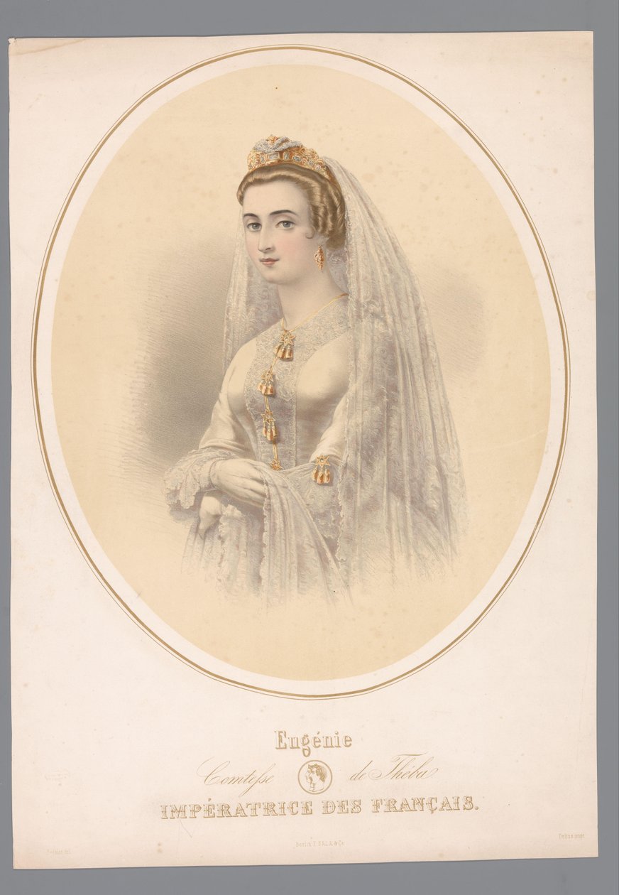 Portret van Eugenie, keizerin van Frankrijk Eugenie, Théba grófnője. Francia császárné (cím a tárgyon) alkotó: Claude Régnier