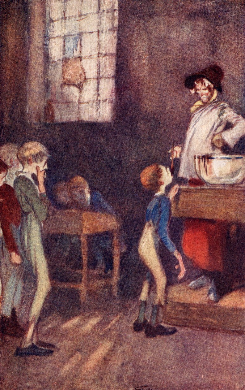 Dotheboys Hall, előlap a "Nicholas Nickleby"-ből, Charles Dickenstől alkotó: Claude Shepperson