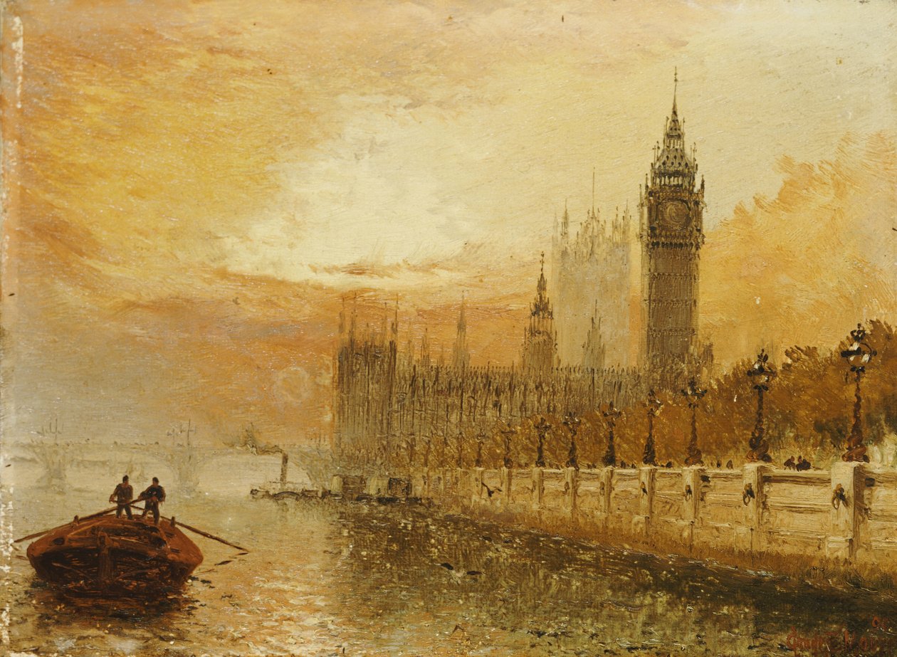 Kilátás a Westminsterre a Temzéről alkotó: Claude T. Stanfield Moore