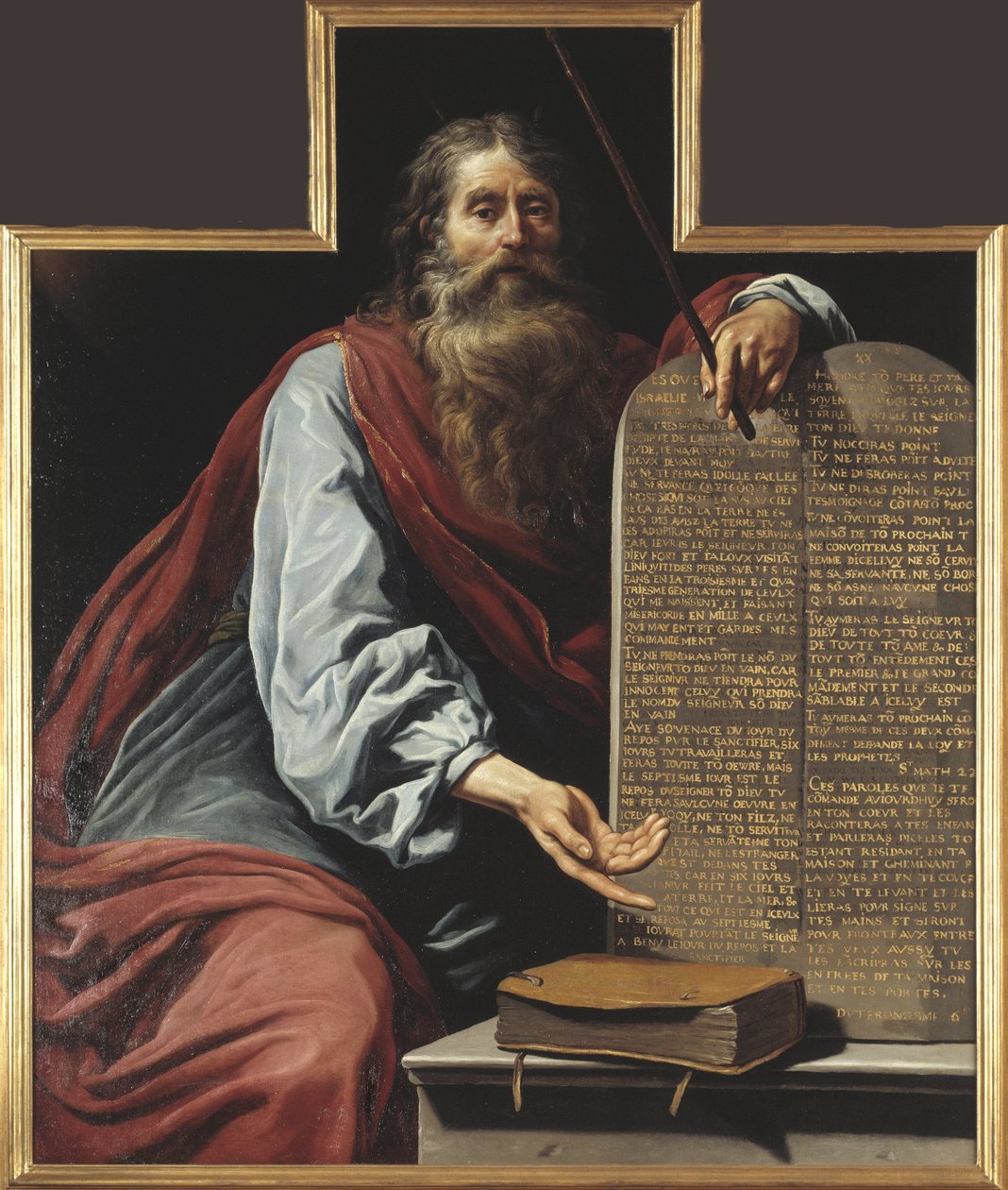 Mózes és a Tízparancsolat – Mózes a tízparancsolattal, Vignon, Claude (1593-1670). Olajfestmény. Mérete: 160x131,5 cm. Nemzeti Múzeum Stockholm alkotó: Claude Vignon