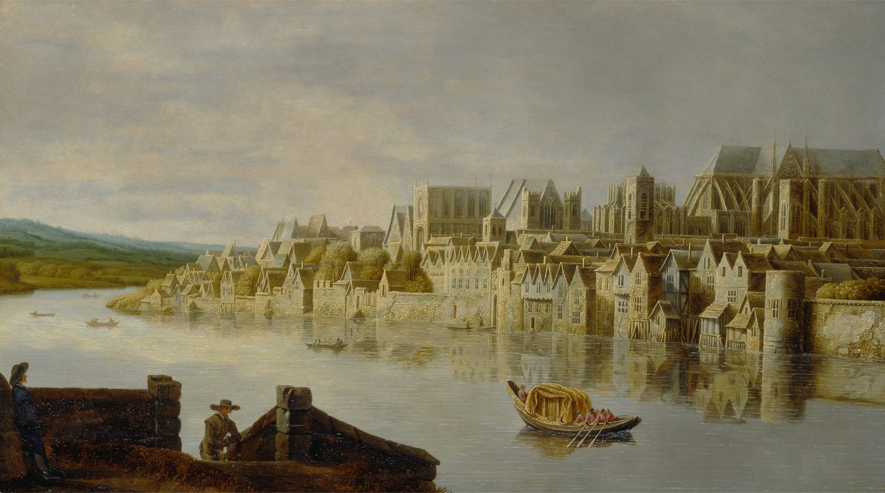 A Temze a Westminster lépcsőjénél alkotó: Claude de Jongh