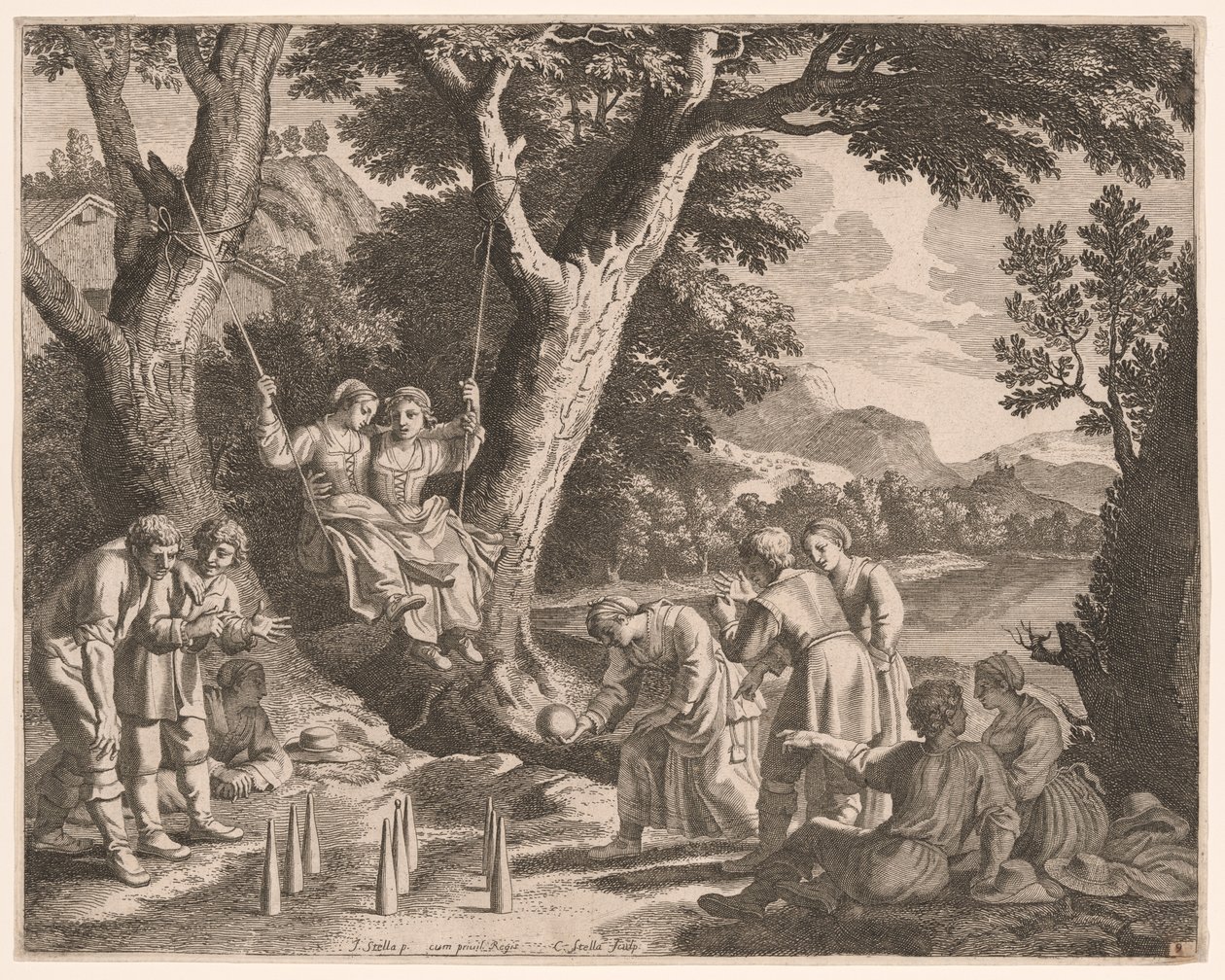 A Game of Boule, Plate 9 a Pastoralesből alkotó: Claudine Bouzonnet Stella