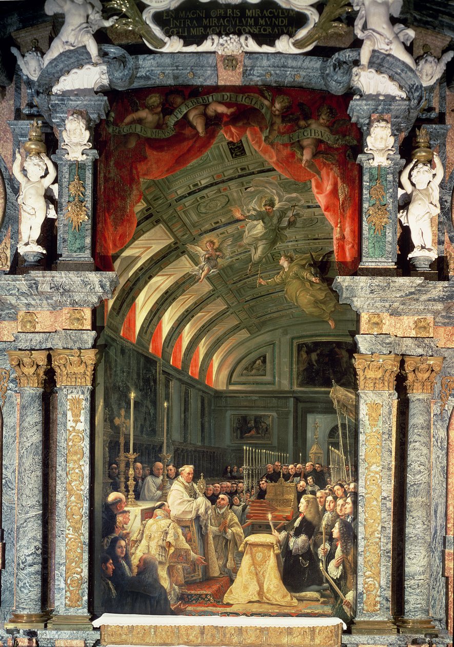 Károly (1661-1700) és udvara szentáldozása, 1690 alkotó: Claudio Coello