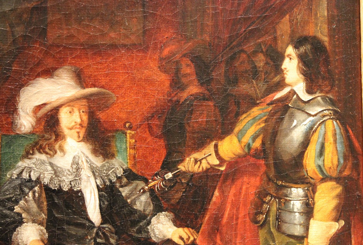 Cinq-Mars visszaadja kardját XIII. Lajosnak alkotó: Claudius Jacquand