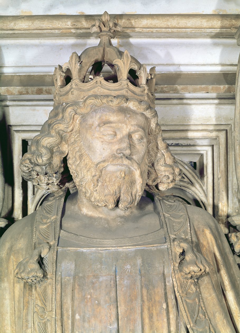 Dávid király, részlet a Mózes-kút hatszögletű talapzatáról, 1395-1404 alkotó: Claus and Malouel, Jean Sluter