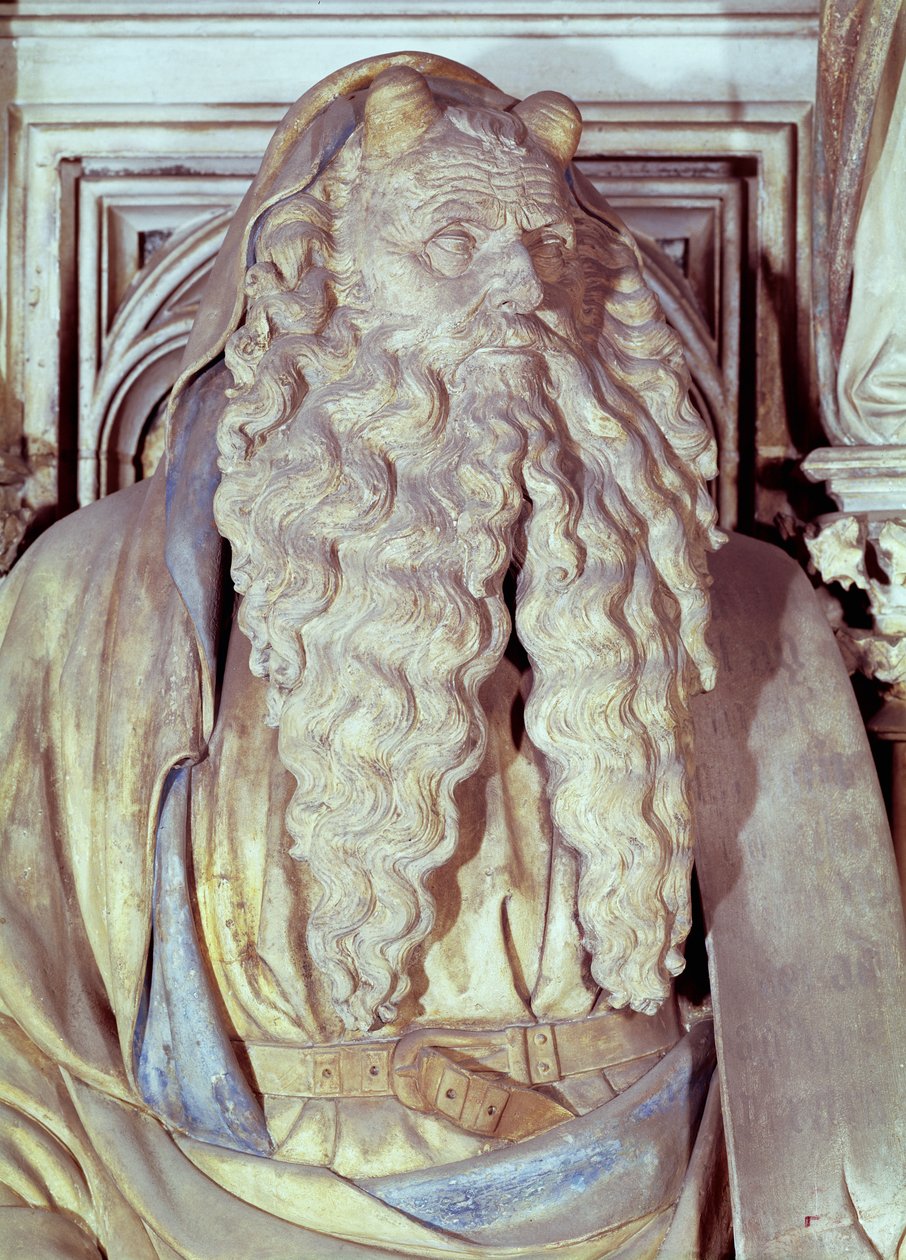 Mózes, részlet a Mózes-kút hatszögletű talapzatáról, 1395-1404 alkotó: Claus and Malouel, Jean Sluter