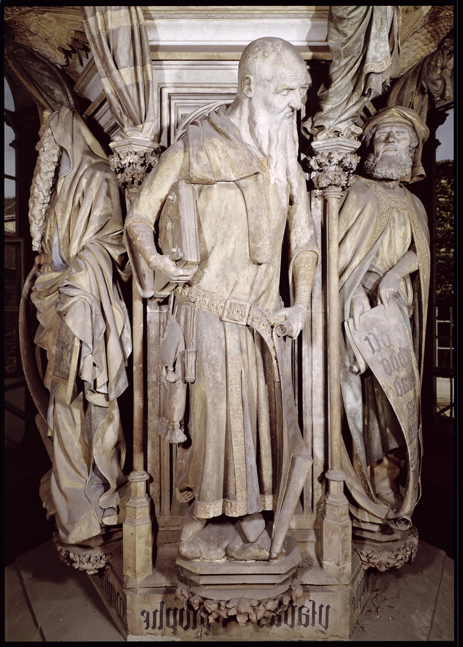 Mózes kútja, Ézsaiás részlete a hatszögletű talapzatról, 1395-1404 kő alkotó: Claus and Malouel, Jean Sluter