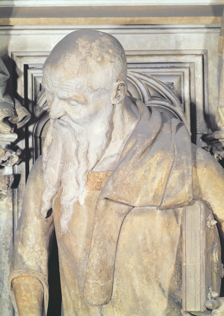Mózes kútja, Ézsaiás részlete a hatszögletű talapzatról, 1395-1404 kő alkotó: Claus and Malouel, Jean Sluter
