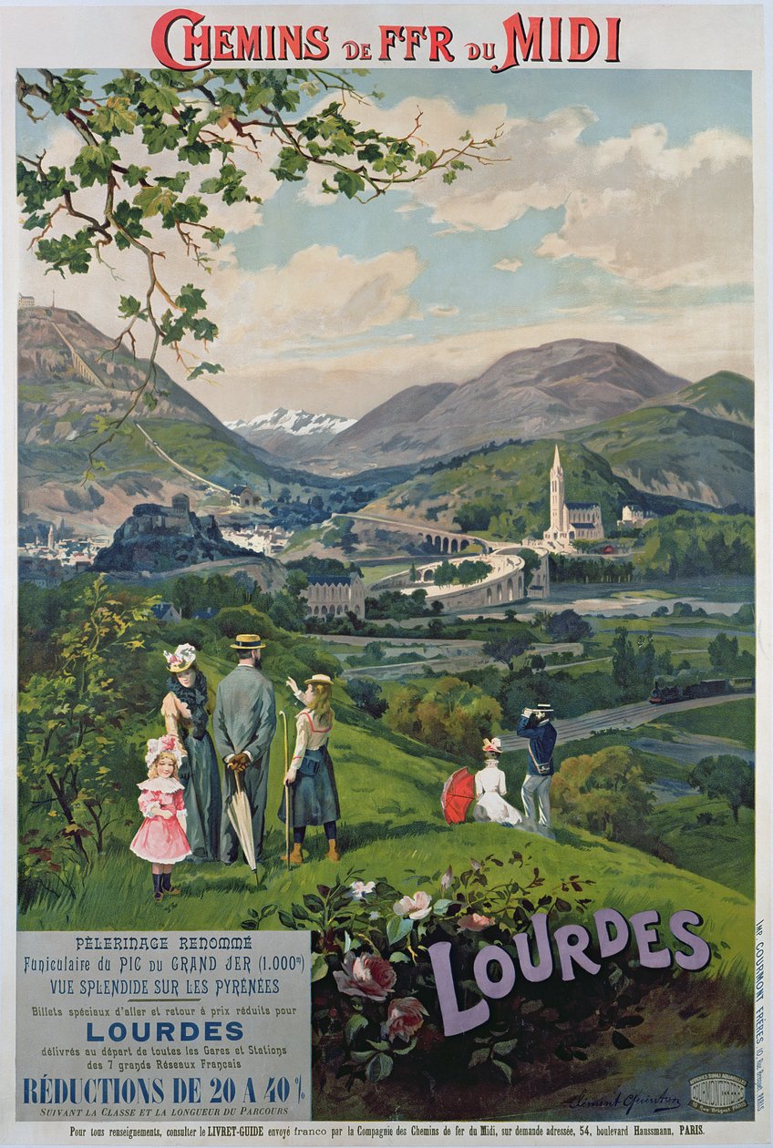Lourdes-i reklámplakát, Franciaország, 1900 körül alkotó: Clement Quinton