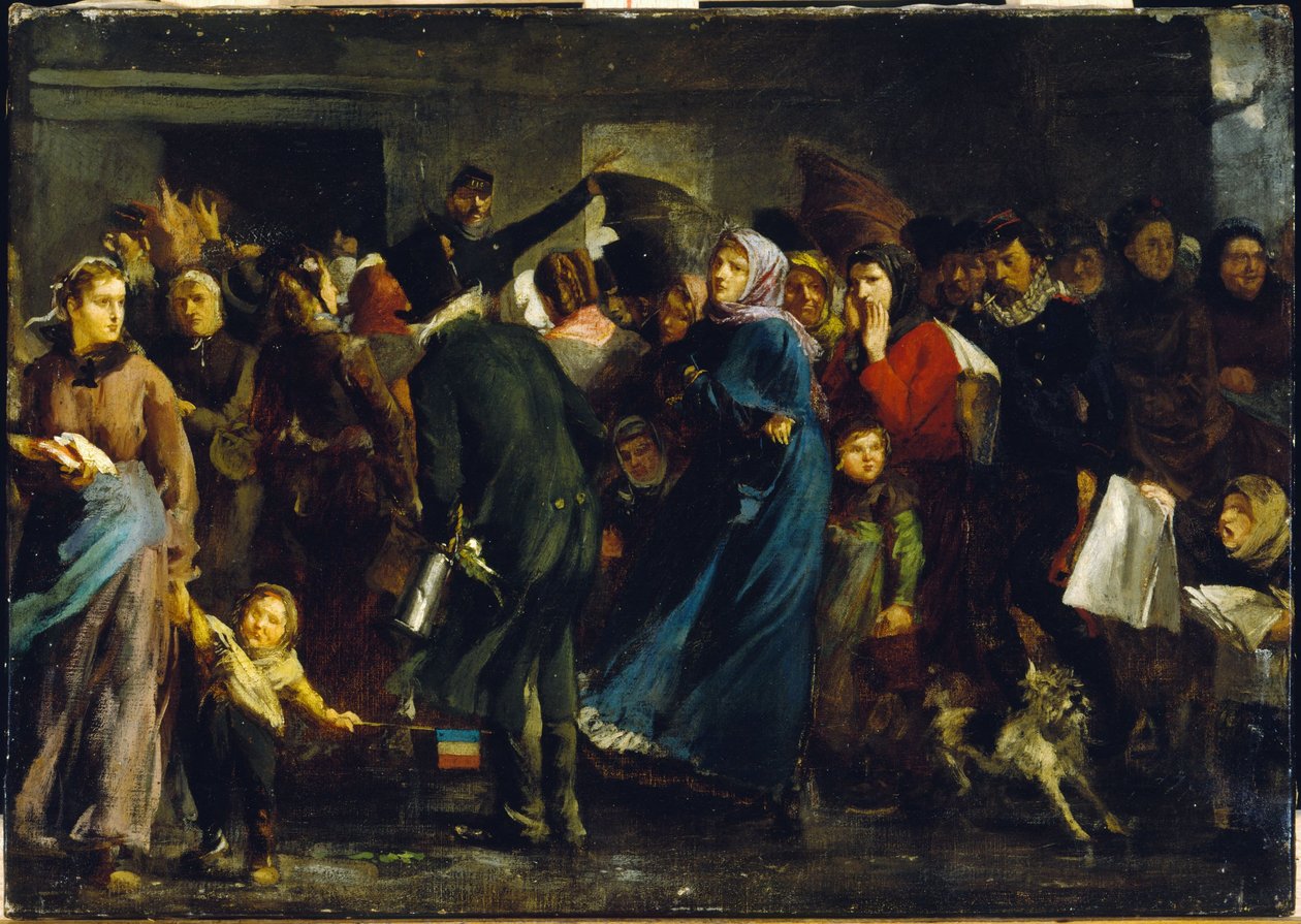 Sorban állás a hentesüzletben 1871-ben, 1871 körül (olaj, vászon) alkotó: Clément Auguste Andrieux